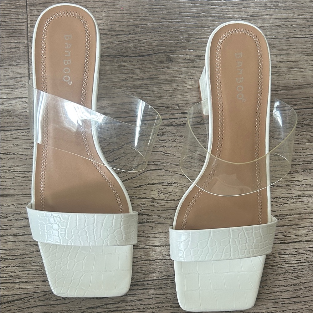 BAMBOO White Croc-Embossed Heels - Picture 10 of 12